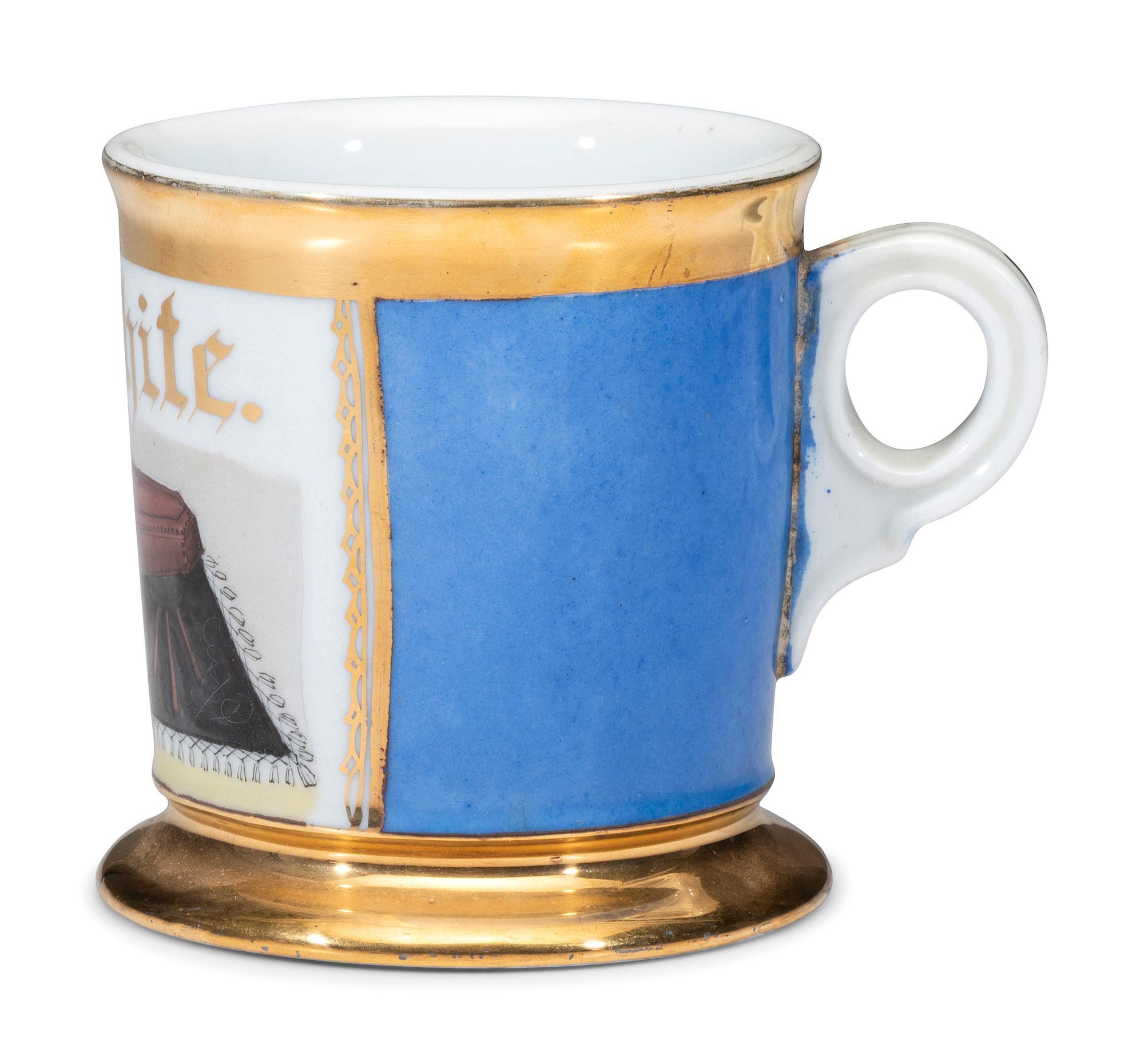 A Coffin Maker or Undertaker's Porcelain Occupational Shaving Mug
