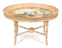 A Regency Style Painted Tole Tray Top Table — 20TH CENTURY