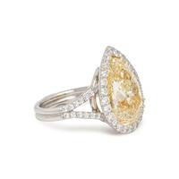 FANCY YELLOW DIAMOND AND DIAMOND RING