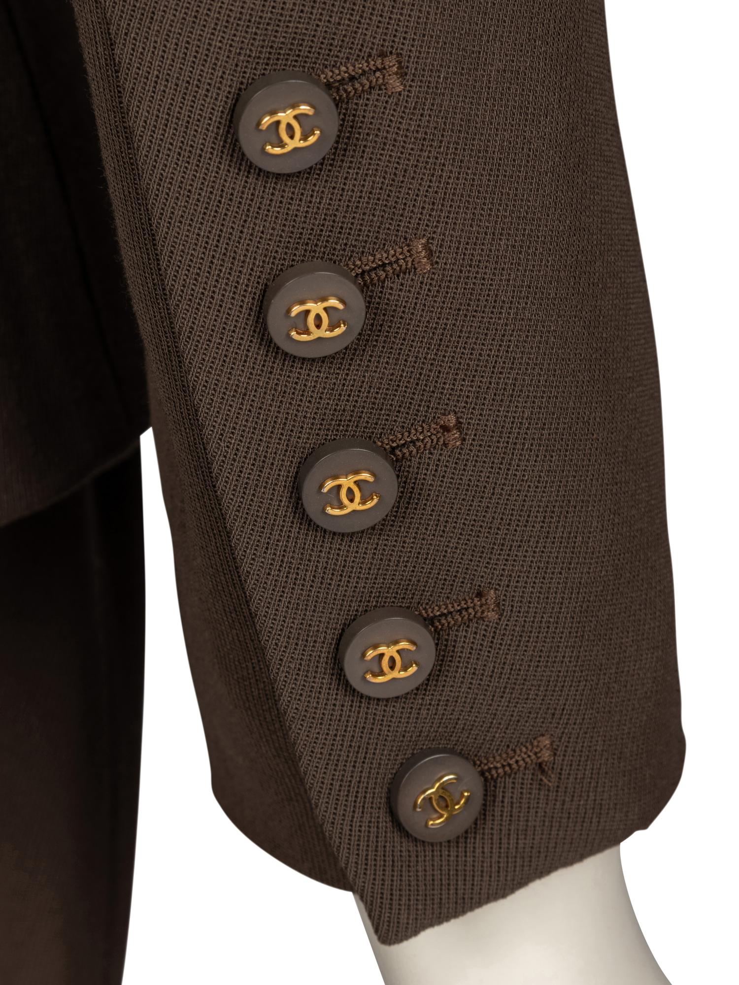 CHANEL, MUTED OLIVE SKIRT SUIT