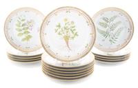 Seventeen Royal Copenhagen Flora Danica Salad Plates Diameter 8 3/4 inches.