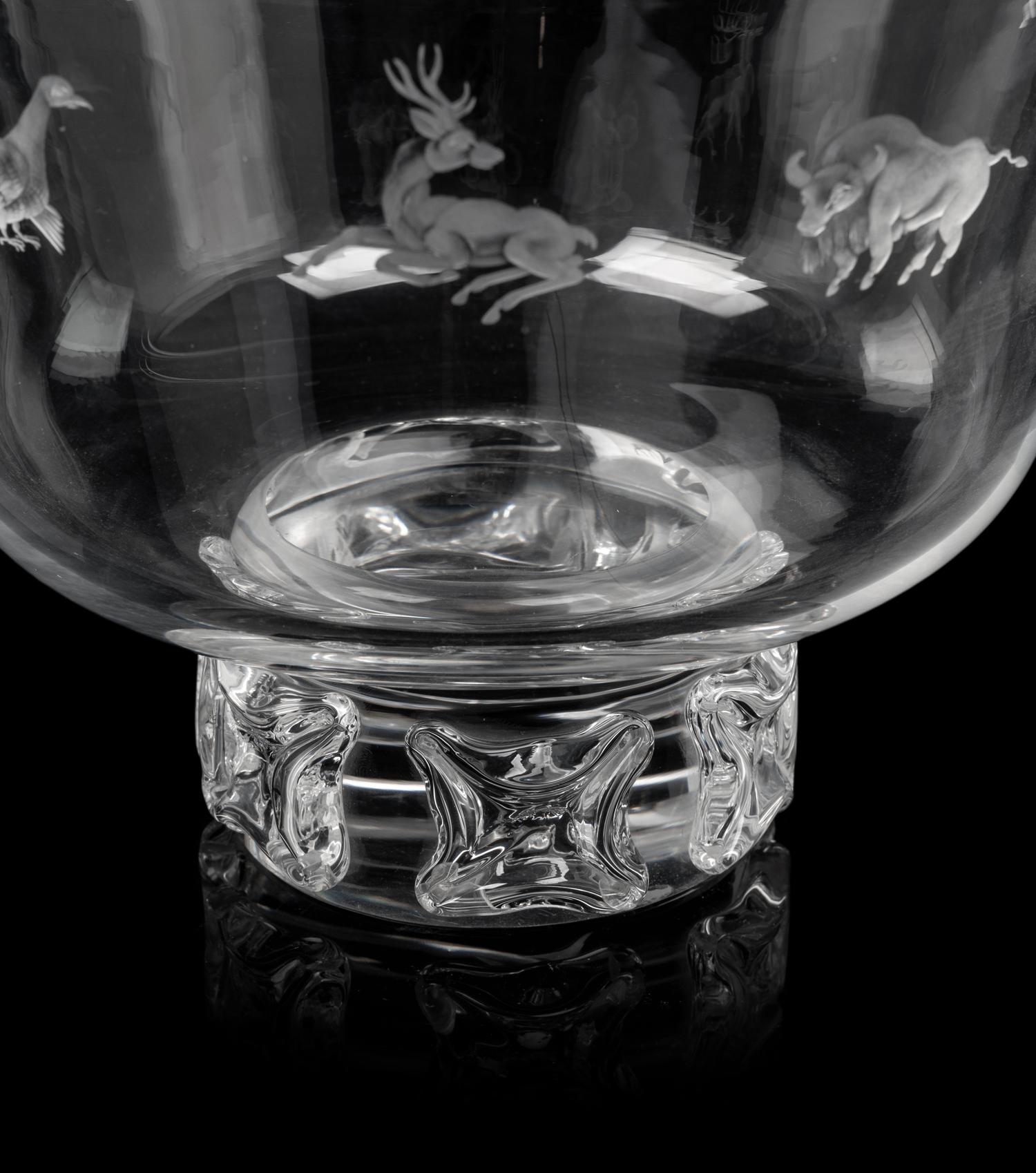 A Steuben Glass Bowl with Prunted Base