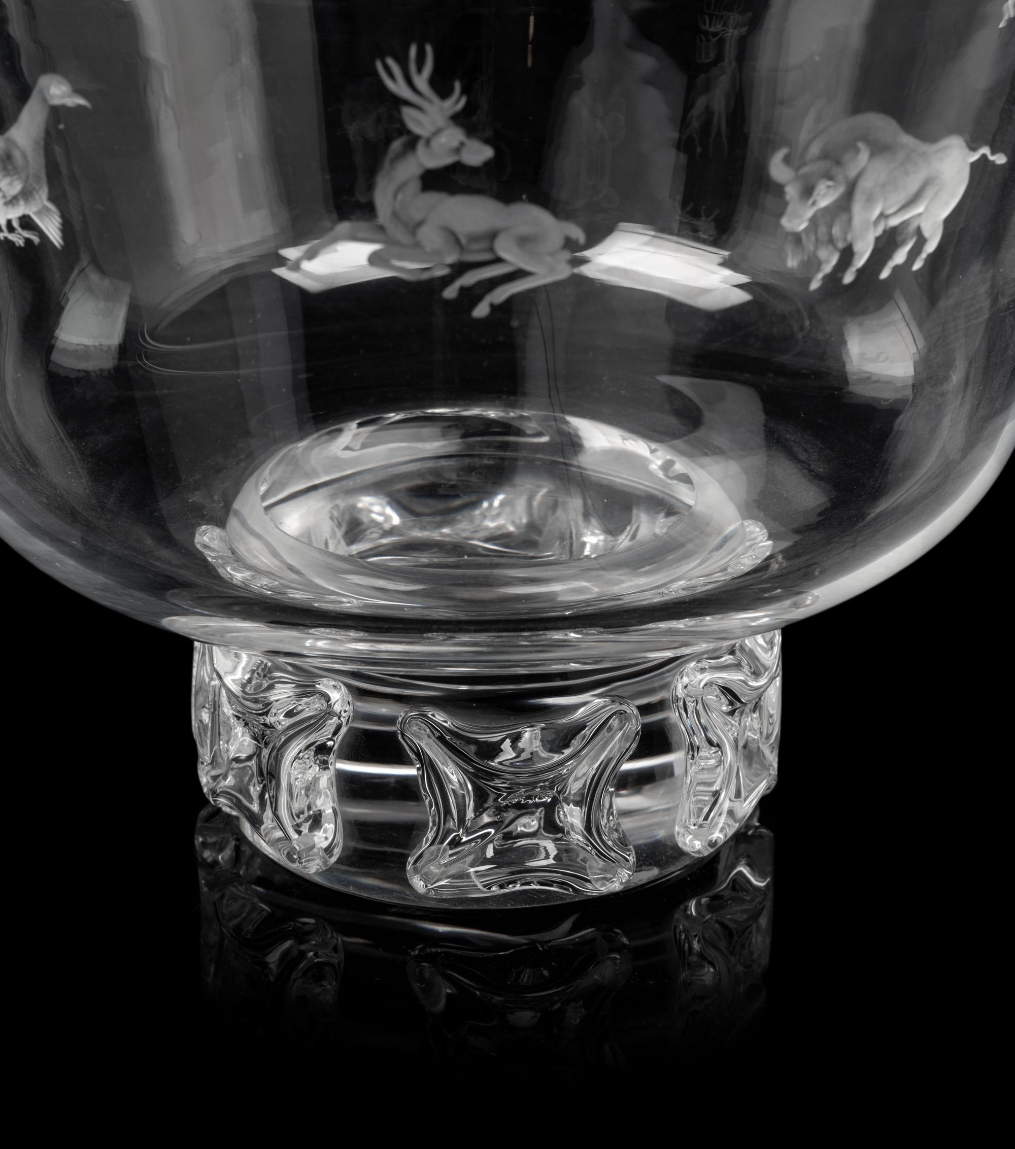 A Steuben Glass Bowl with Prunted Base