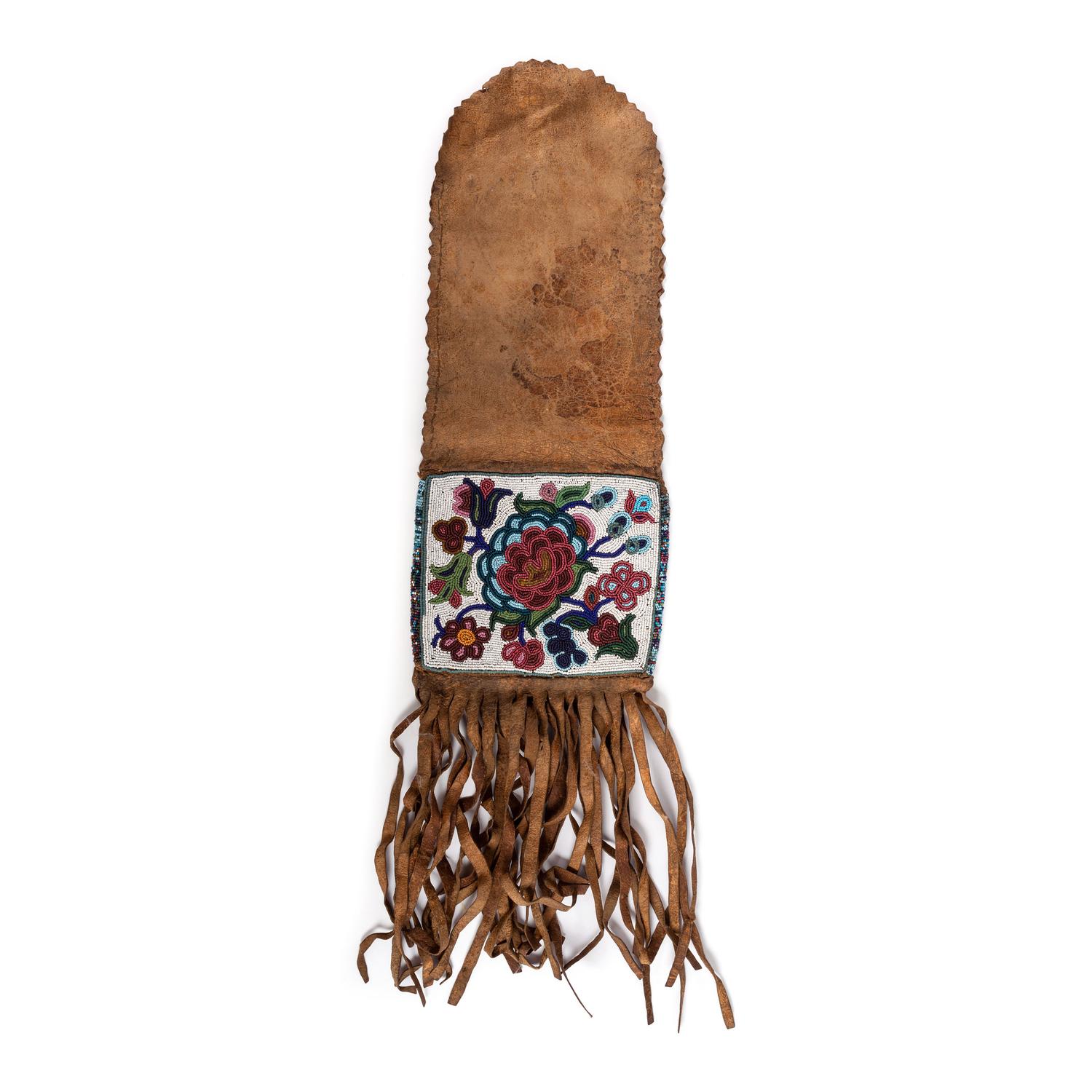 Anishinaabe Beaded Hide Tobacco Bag