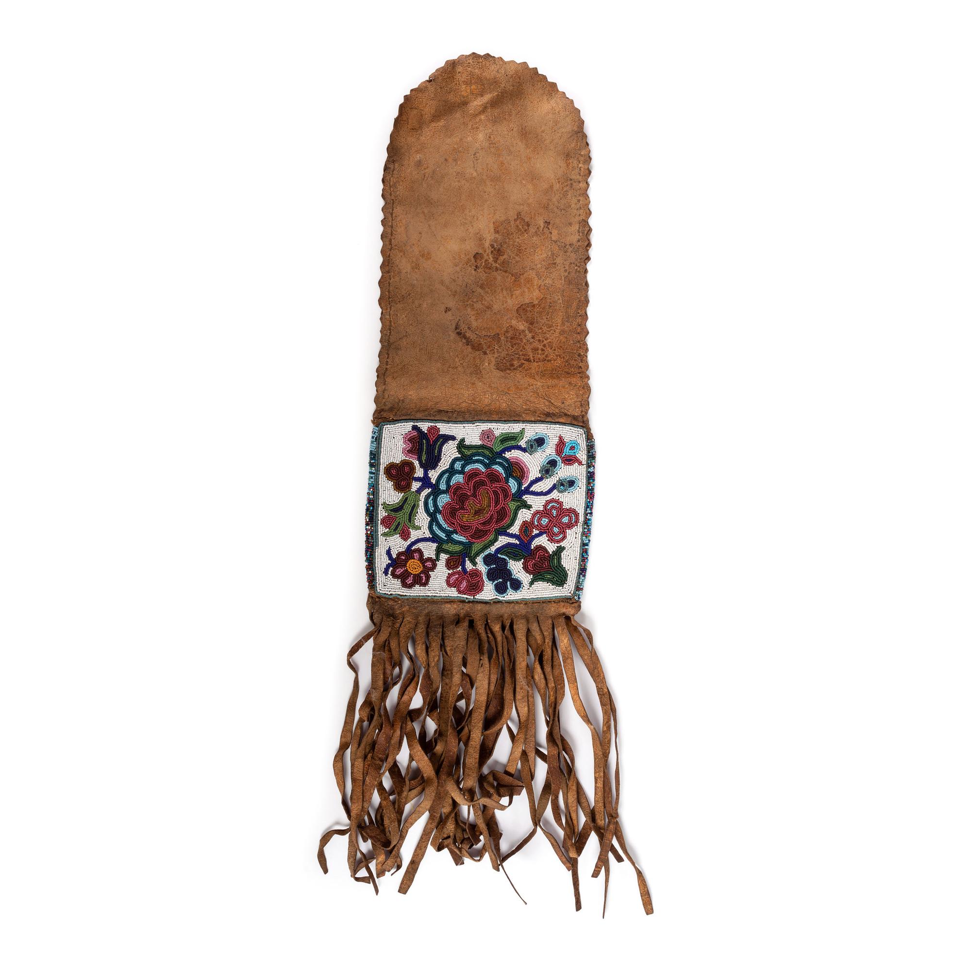 Anishinaabe Beaded Hide Tobacco Bag