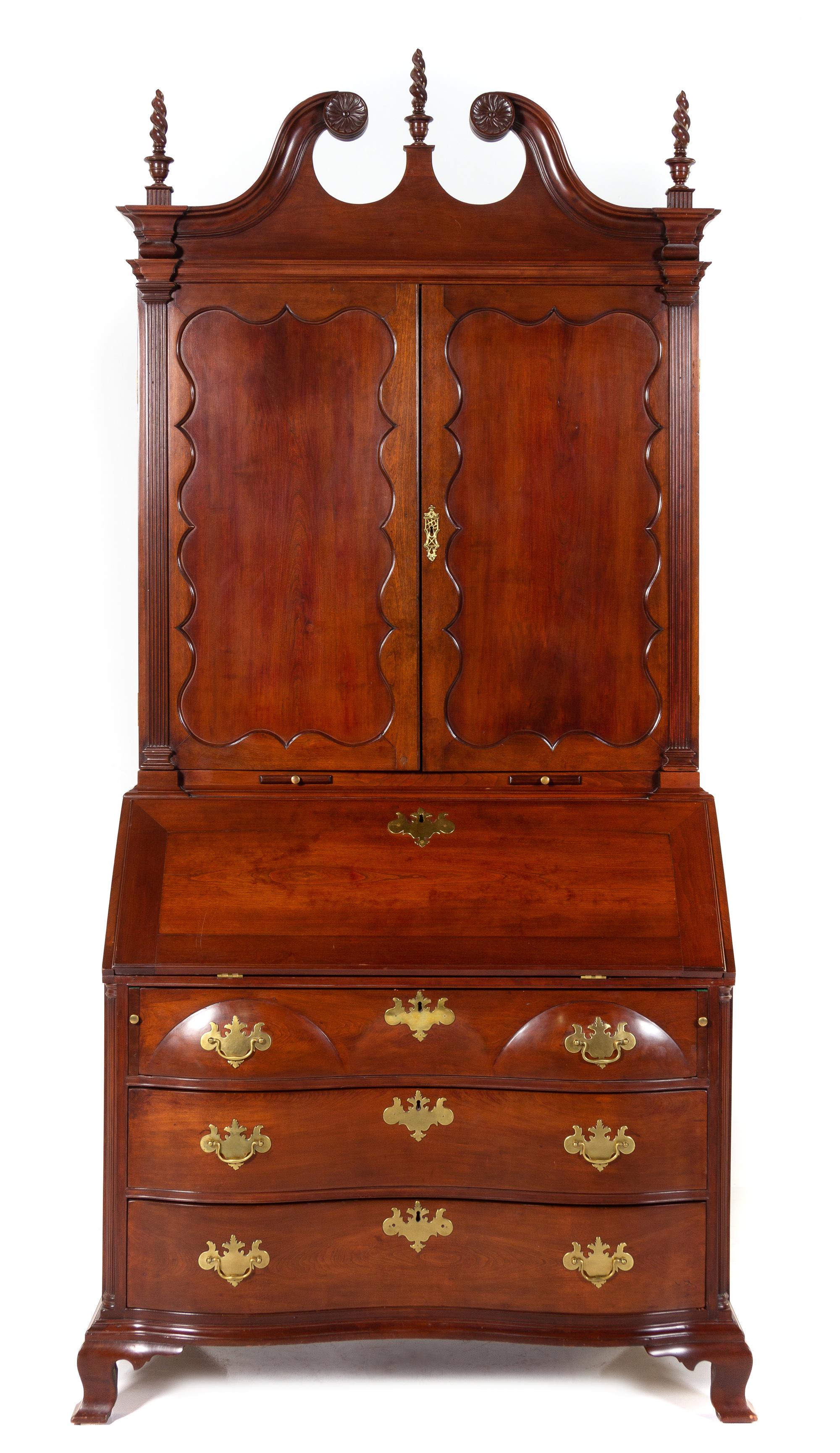 A Chippendale Cherry Secretary Bookcase