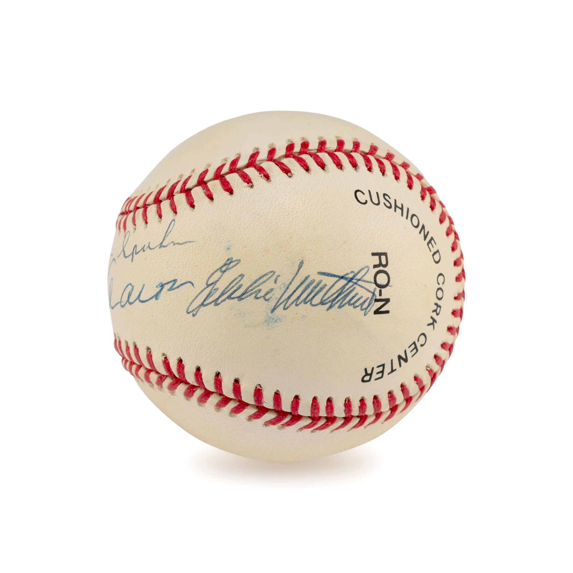 A Hank Aaron, Warren Spahn and Eddie Mathews Braves Hall of Famers Signed Autograph Baseball (Beckett Authentication Services)