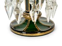 A Pair of Bohemian Parcel-Gilt and Green-Flashed Glass Lustres