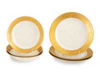 A Bavarian Gilt Decorated Porcelain Dinner Service