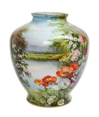 A Noritake Porcelain Vase Height 12 1/4 inches.