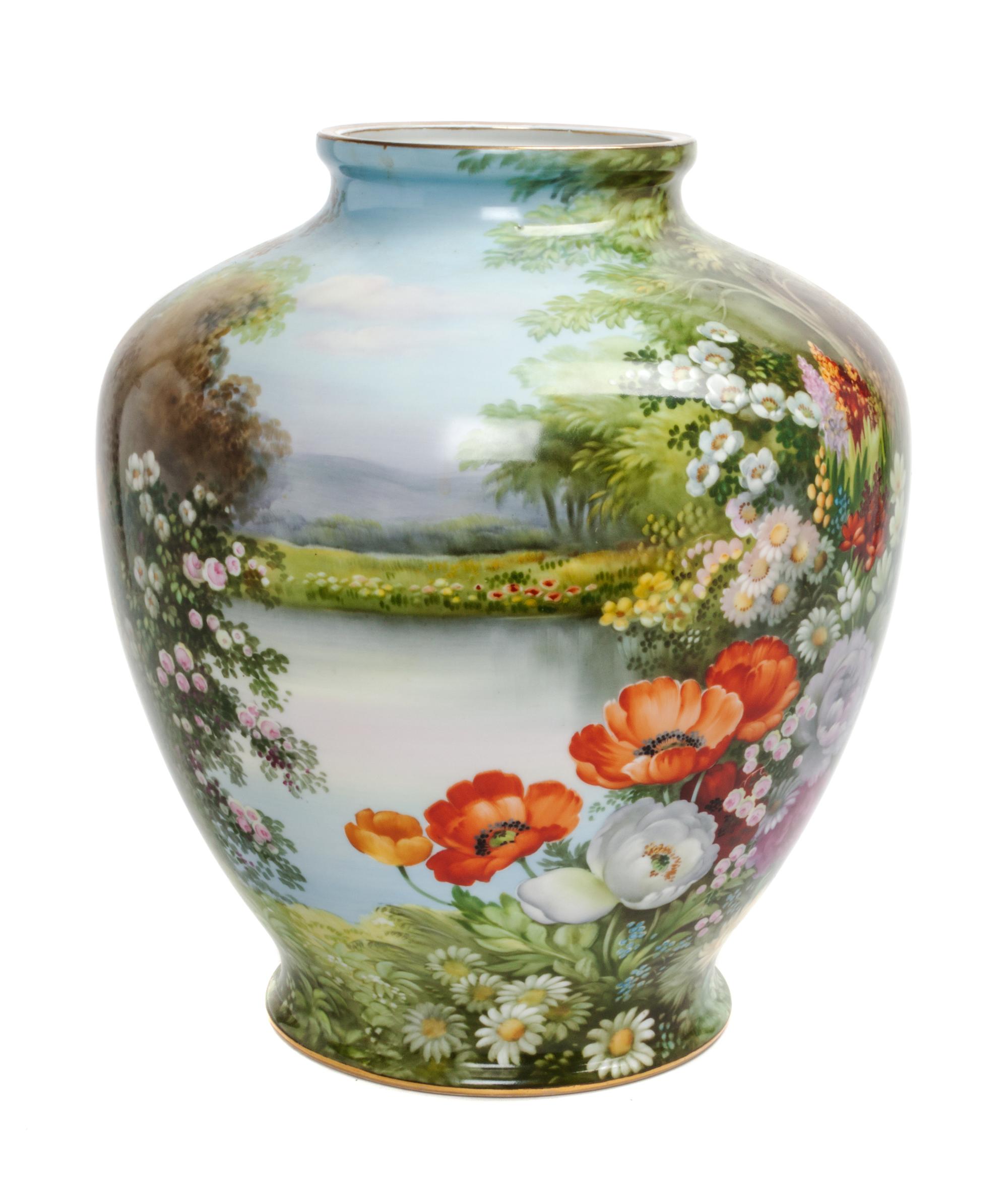 A Noritake Porcelain Vase Height 12 1/4 inches.