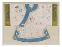 A Chinese Embroidered Silk Lady's Robe, 19th Century 清晚期 淺紫地繡花卉紋大襟如意頭女衫