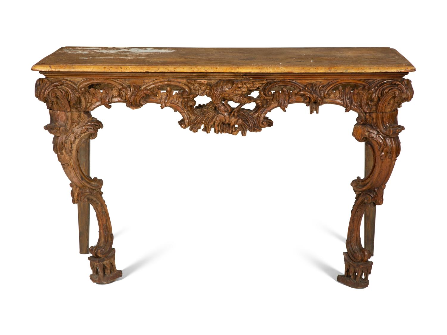 An Italian Carved and Stained Pine Console Table