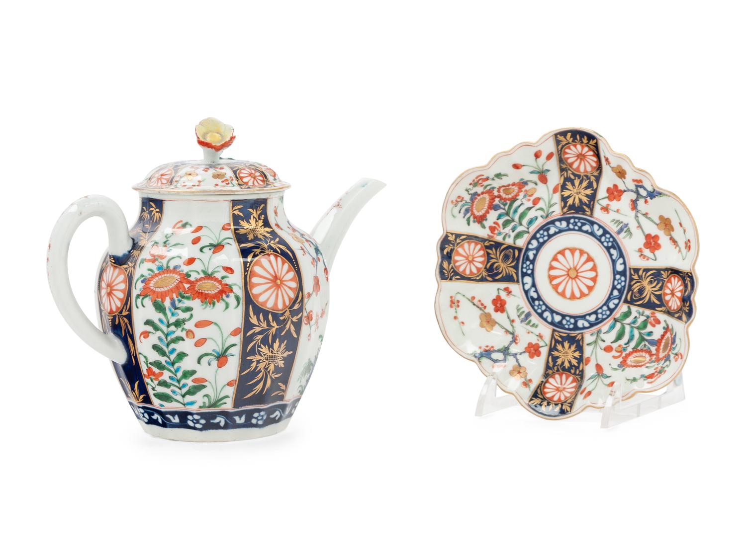 A Group of Eight Worcester Porcelain Articles
