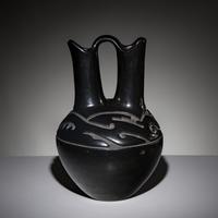 Margaret Tafoya (Santa Clara, 1904-2001) — Carved Blackware Pottery Wedding Vase