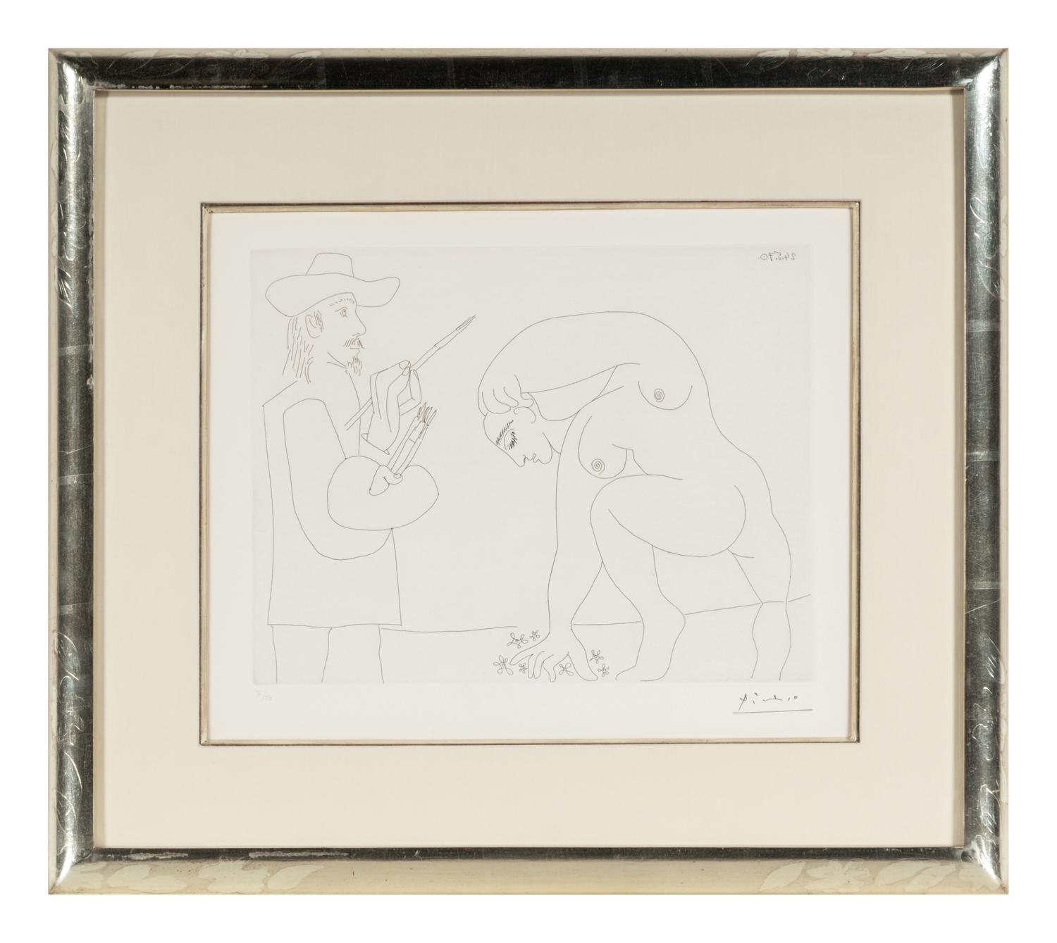 Peintre et femme cueillant des fleurs (plate 56 from Séries 156 ), 1970