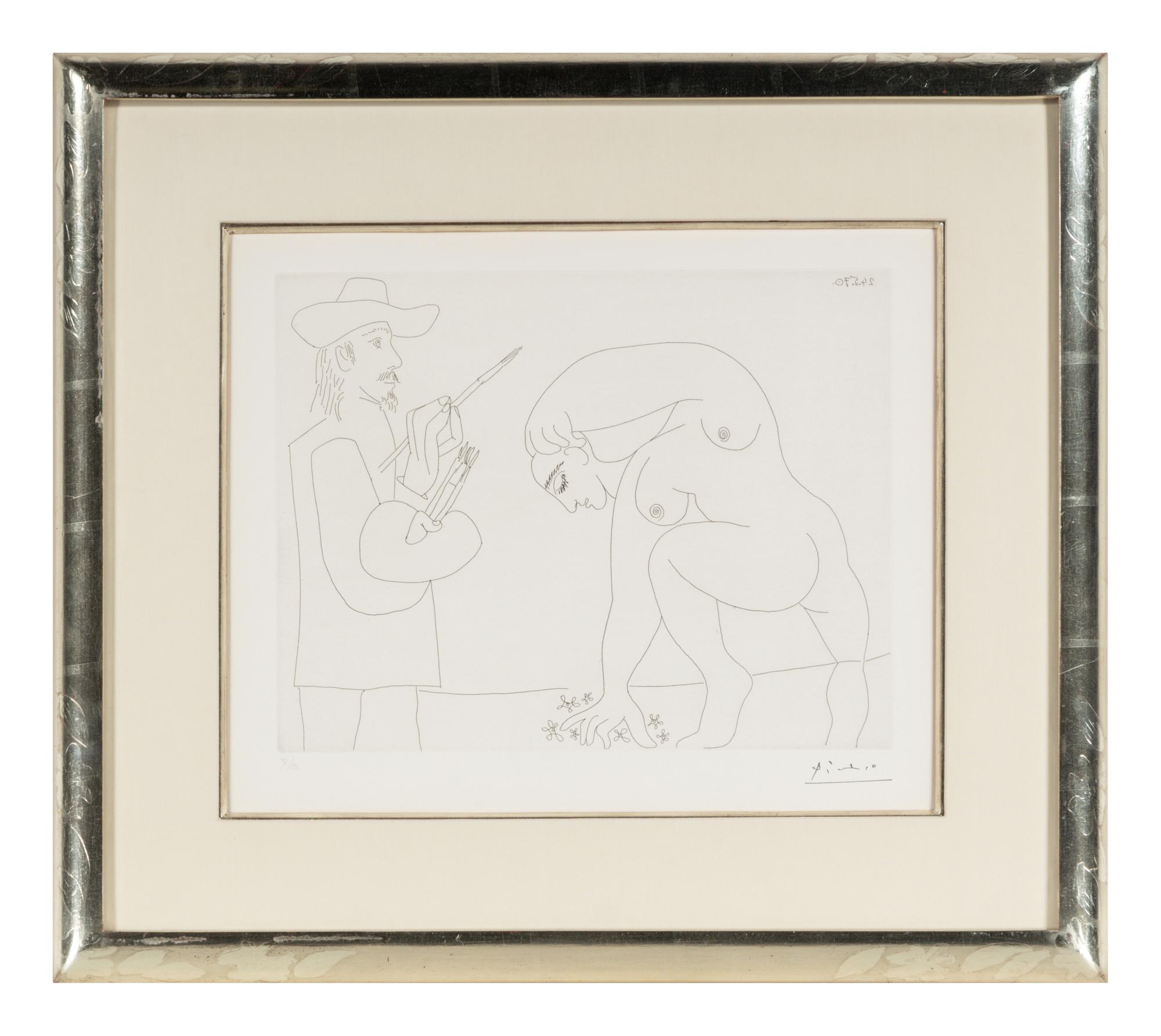 Peintre et femme cueillant des fleurs (plate 56 from Séries 156 ), 1970