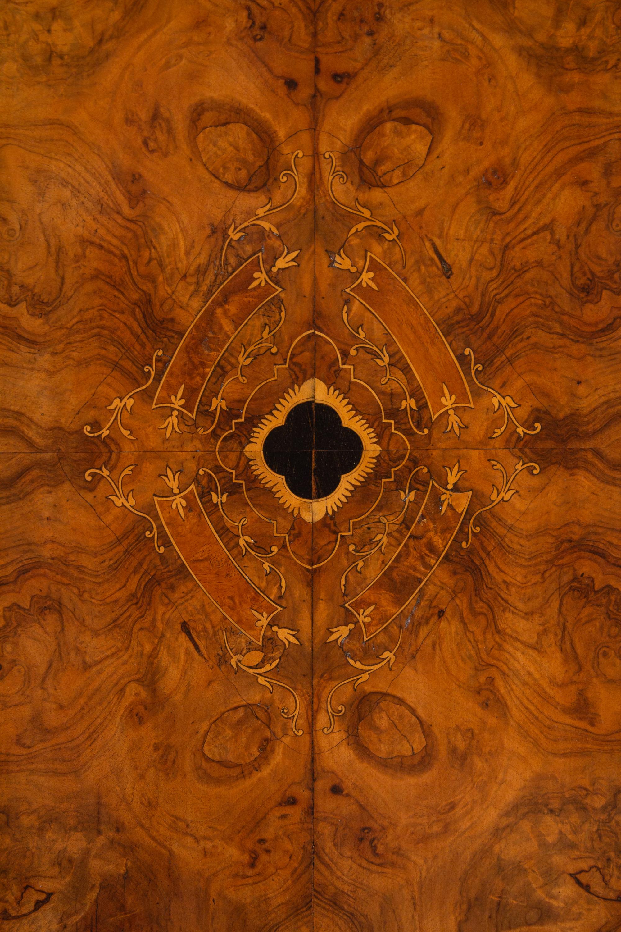 A Victorian Burlwood Inlaid Tilt-Top Breakfast Table