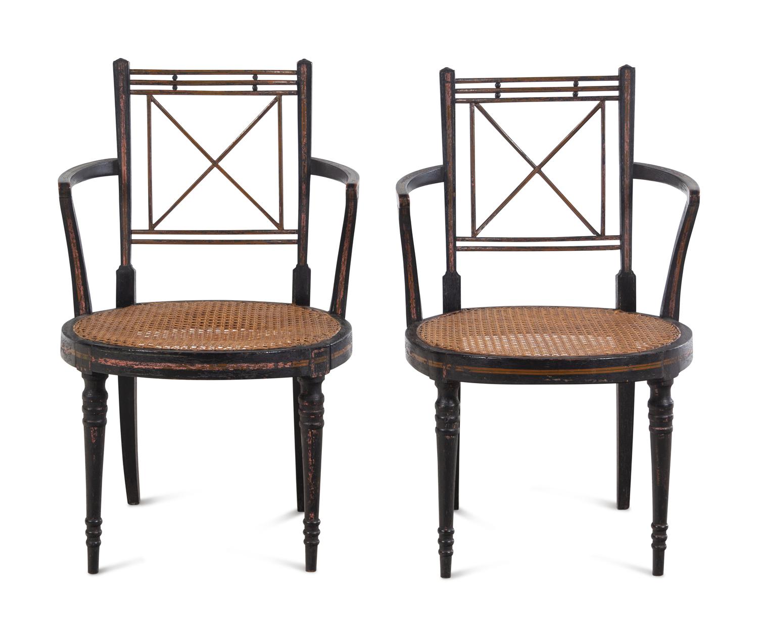 A Pair of Regency Painted Armchairs