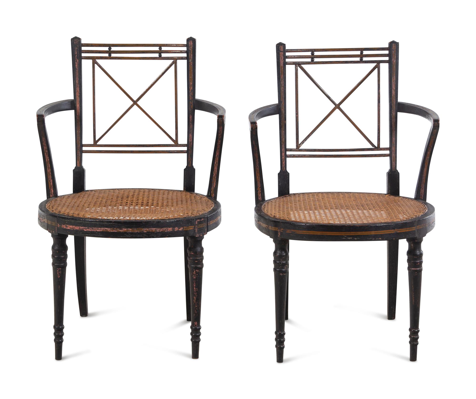 A Pair of Regency Painted Armchairs