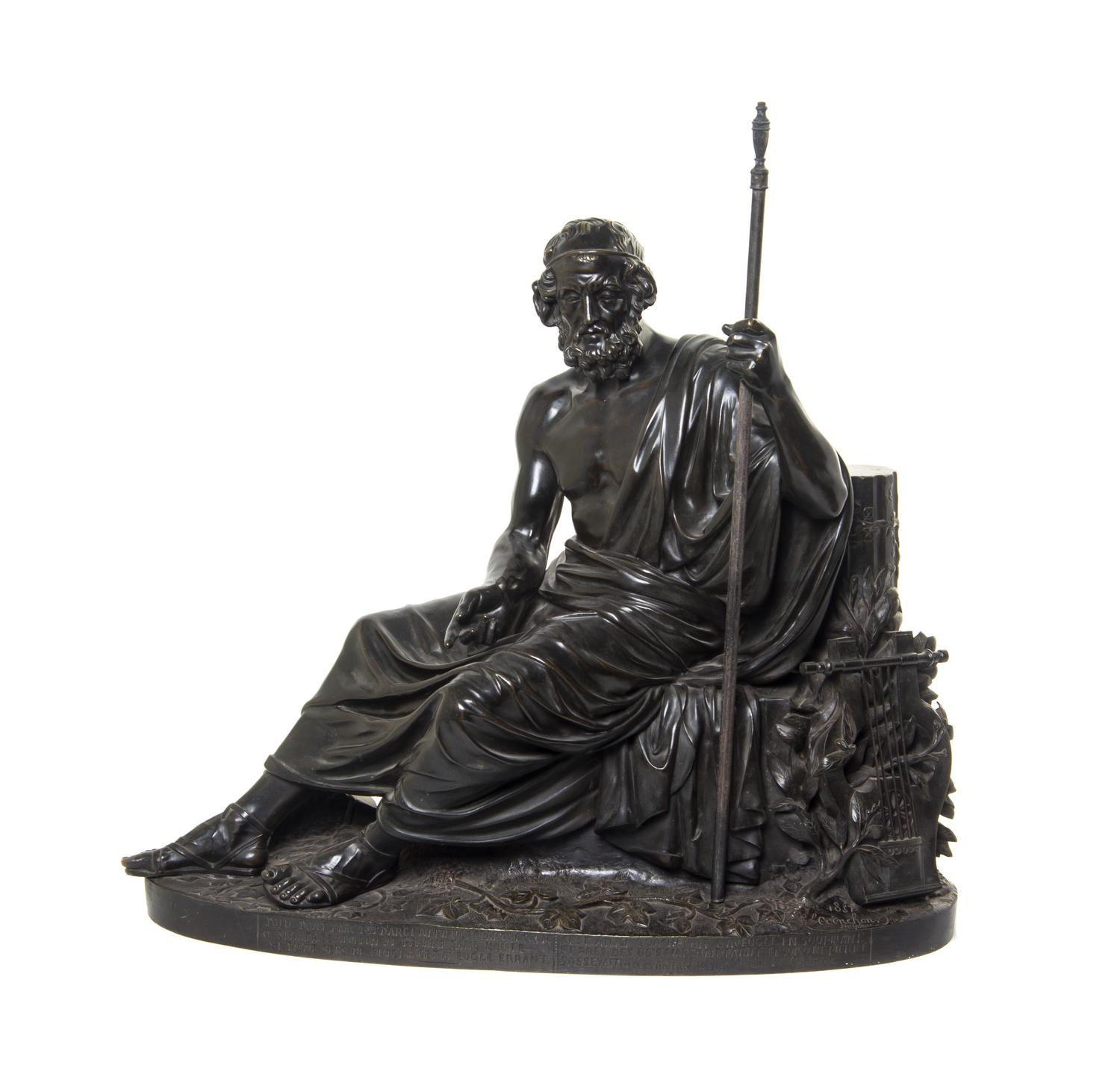 A French Bronze Figure, JACQUES ANTOINE THEODORE COINCHON (1814-1881), Width 26 inches. — JACQUES ANTOINE THEODORE COINCHON (1814-1881),