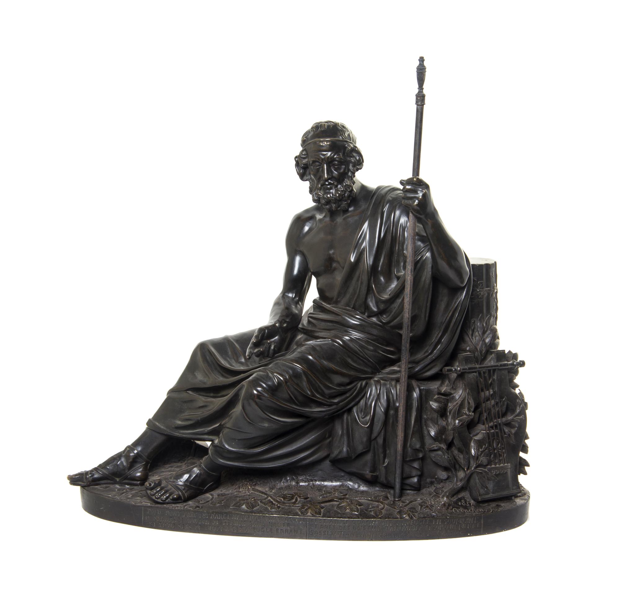 A French Bronze Figure, JACQUES ANTOINE THEODORE COINCHON (1814-1881), Width 26 inches. — JACQUES ANTOINE THEODORE COINCHON (1814-1881),