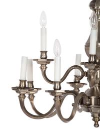 A Brushed Nickel Twelve-Light Chandelier