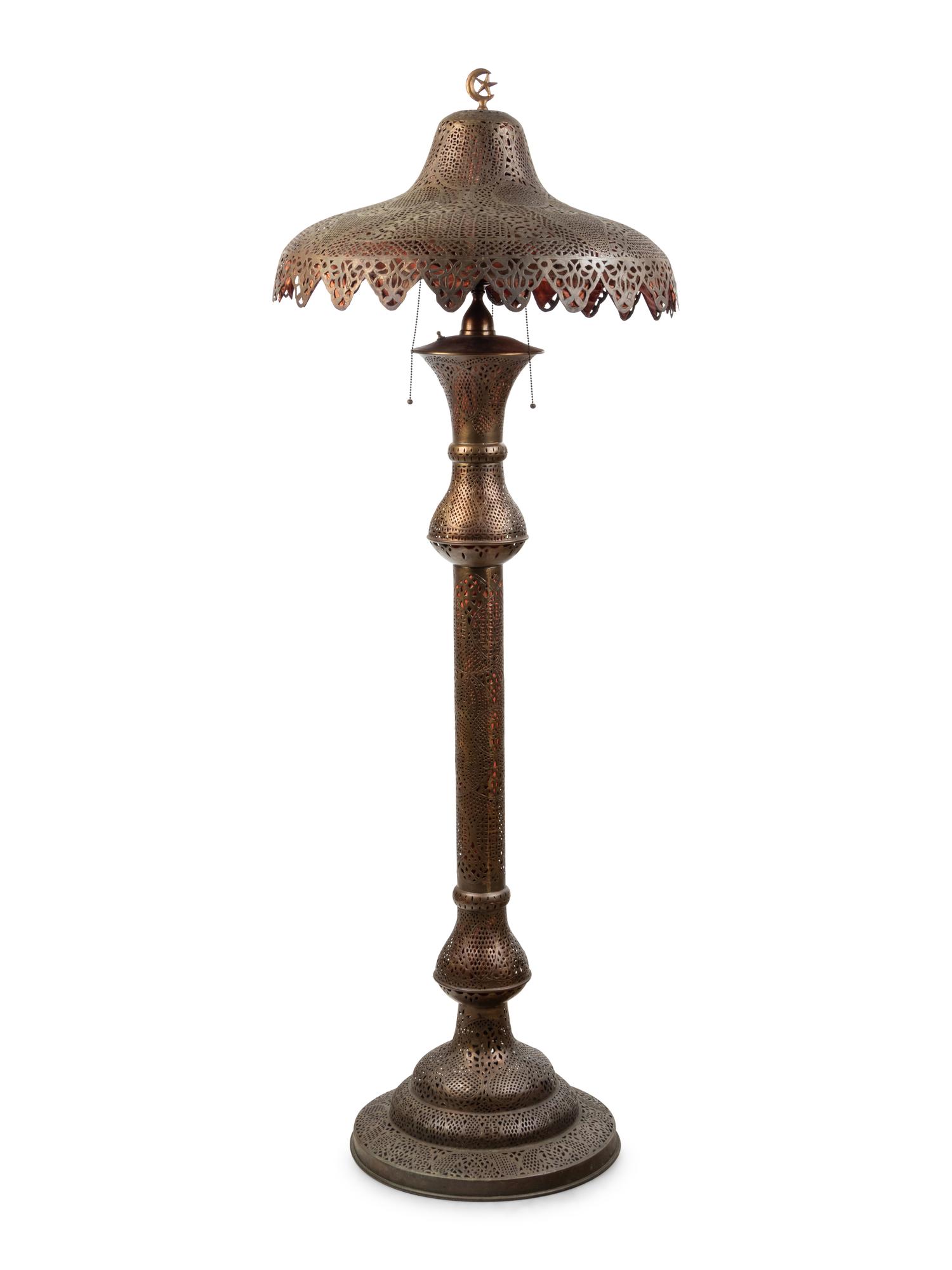 A Middle Eastern Metal Floor Lamp