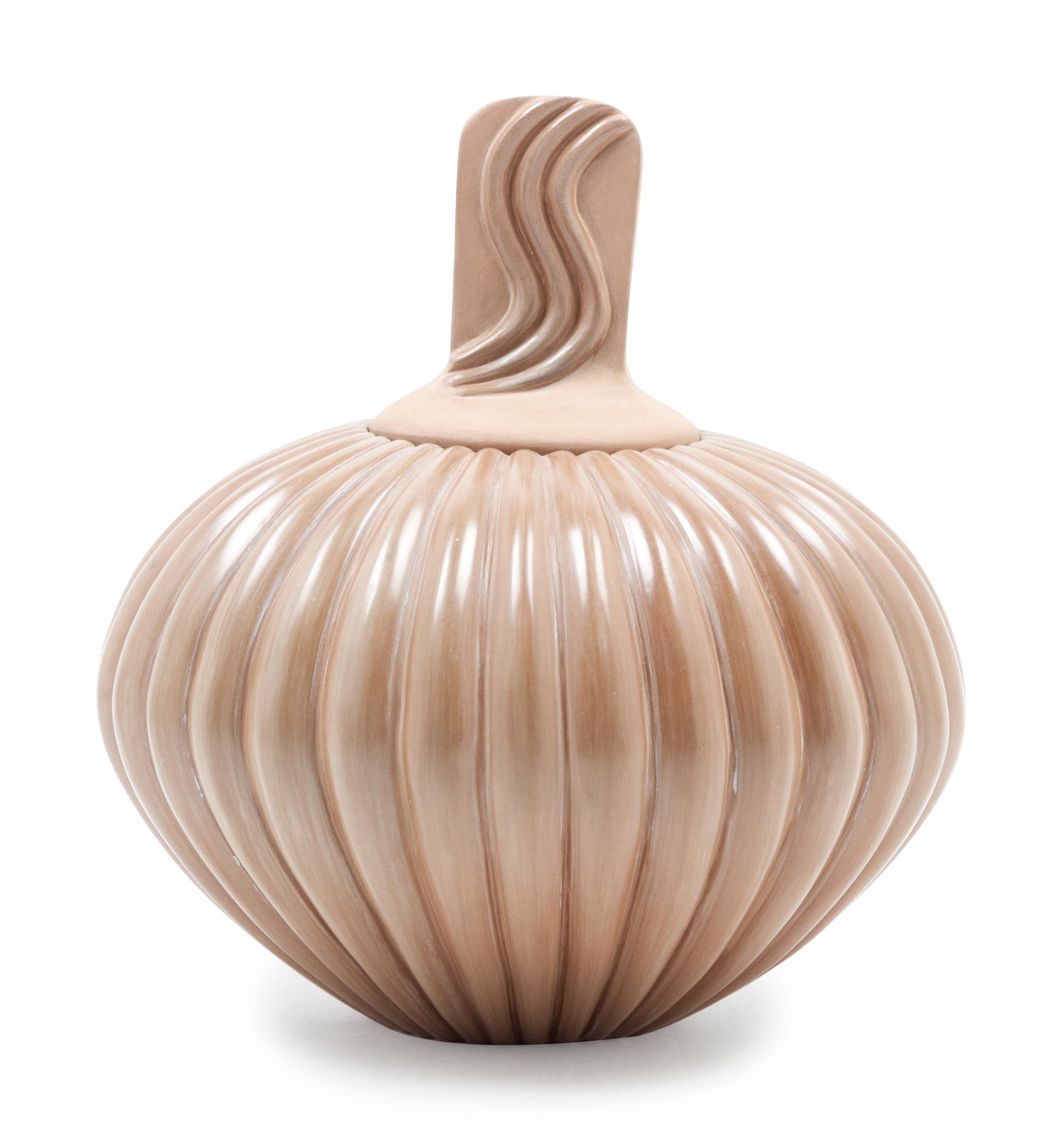 Ribbed Melon Jar with Swirl Top