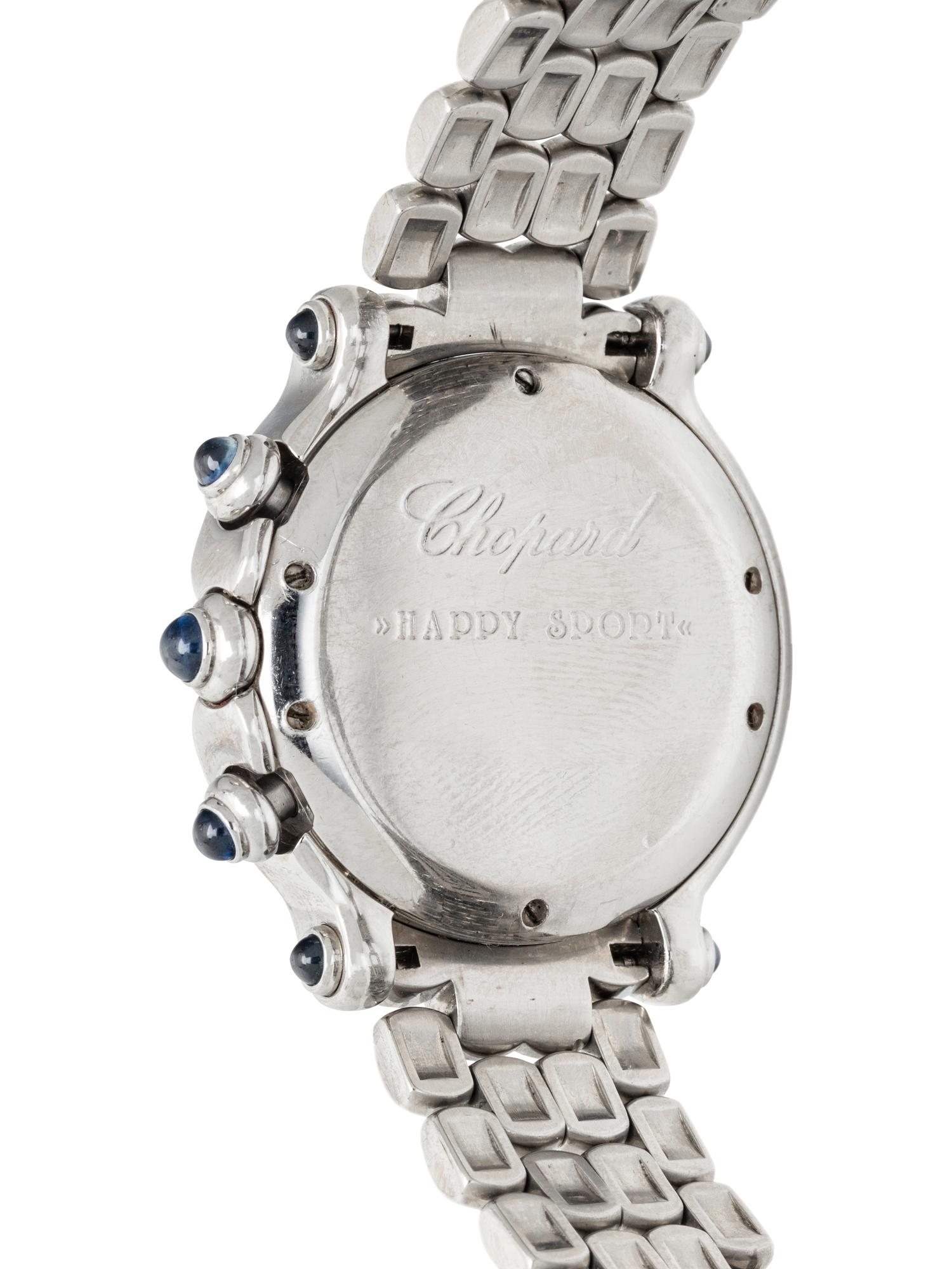 CHOPARD, STAINLESS STEEL AND DIAMOND CHRONOGRAPH 'HAPPY SPORT' WATCH