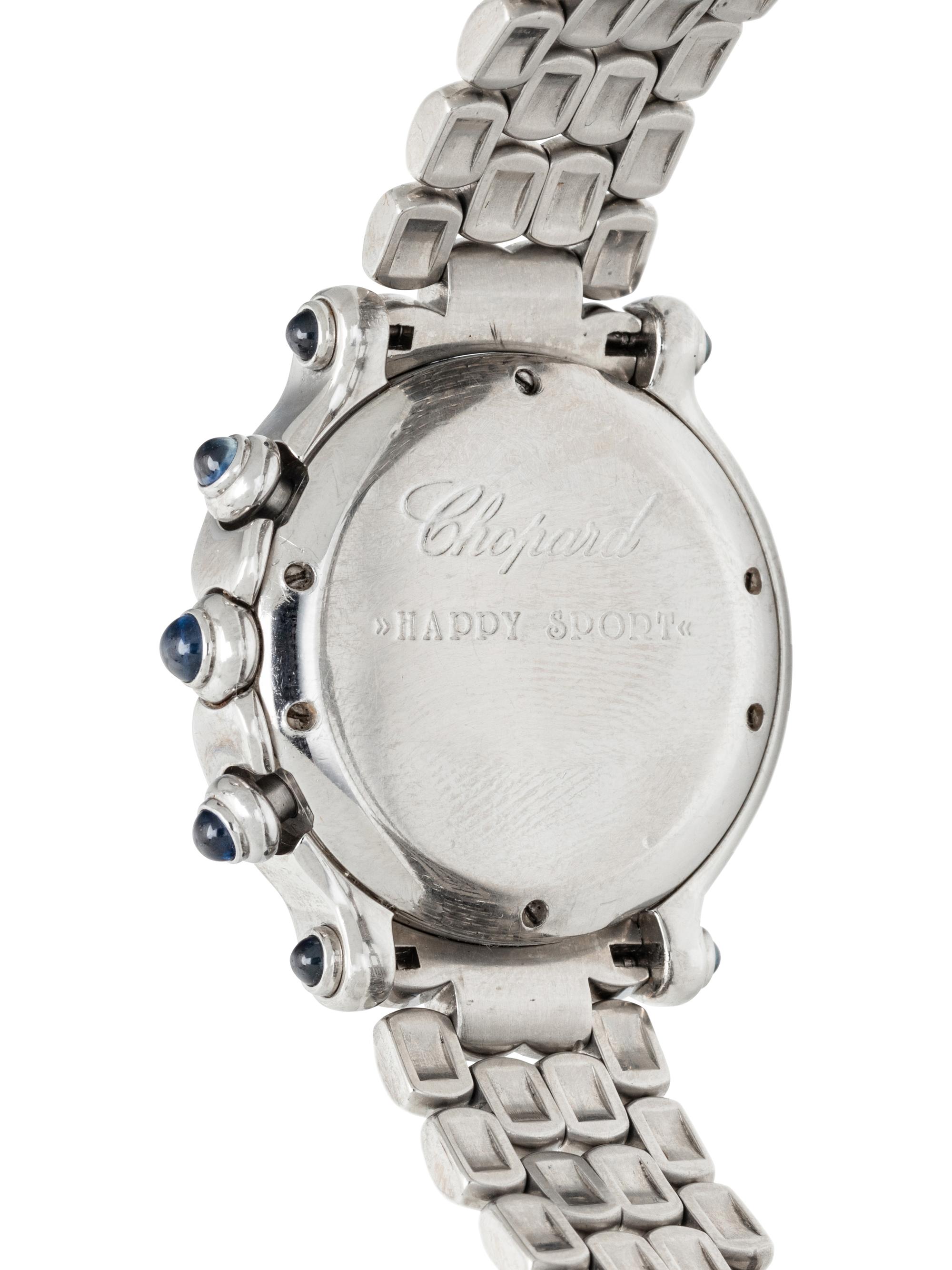 CHOPARD, STAINLESS STEEL AND DIAMOND CHRONOGRAPH 'HAPPY SPORT' WATCH