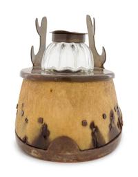 A Victorian Bronze Mounted Hoof-Form Inkwell