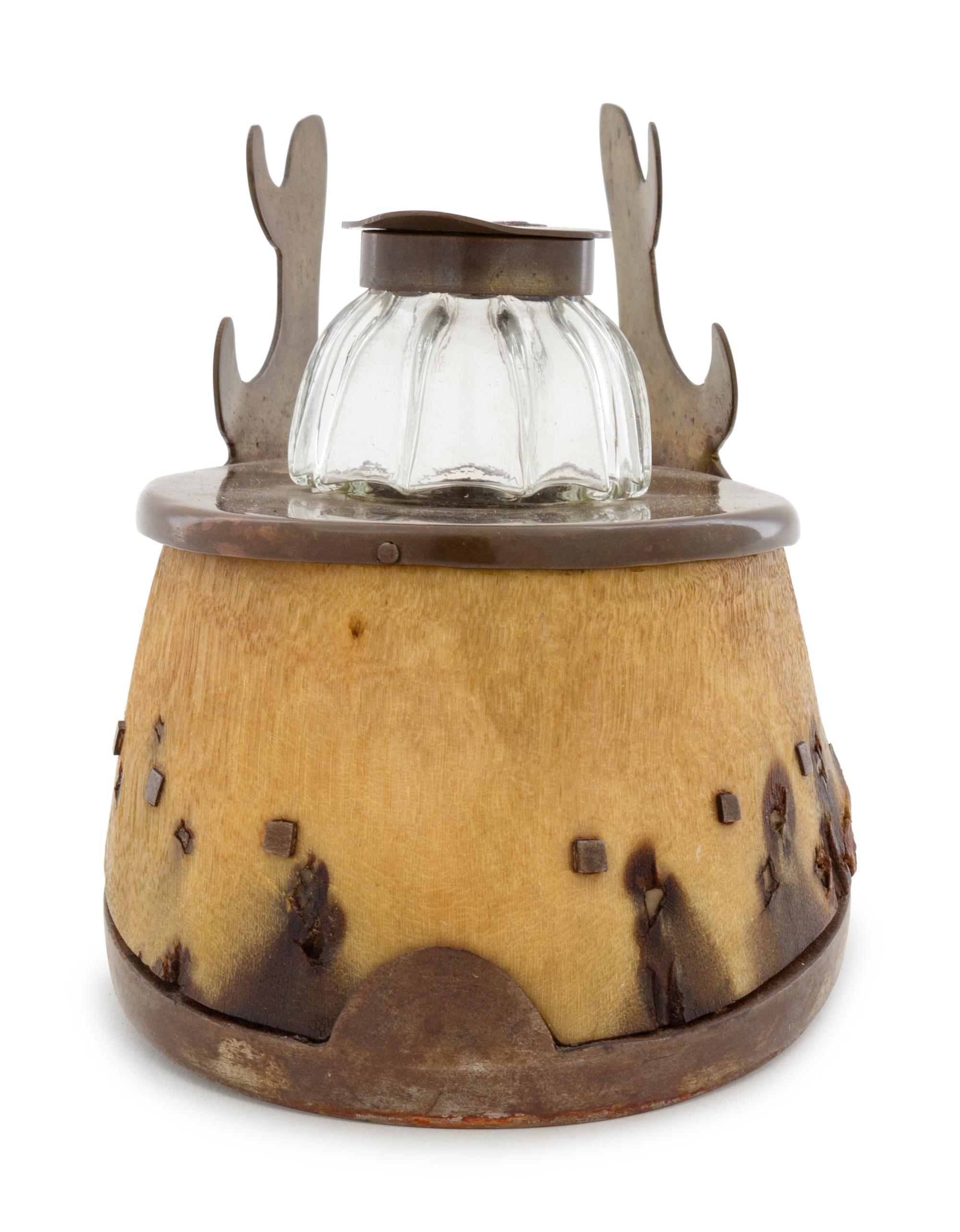 A Victorian Bronze Mounted Hoof-Form Inkwell