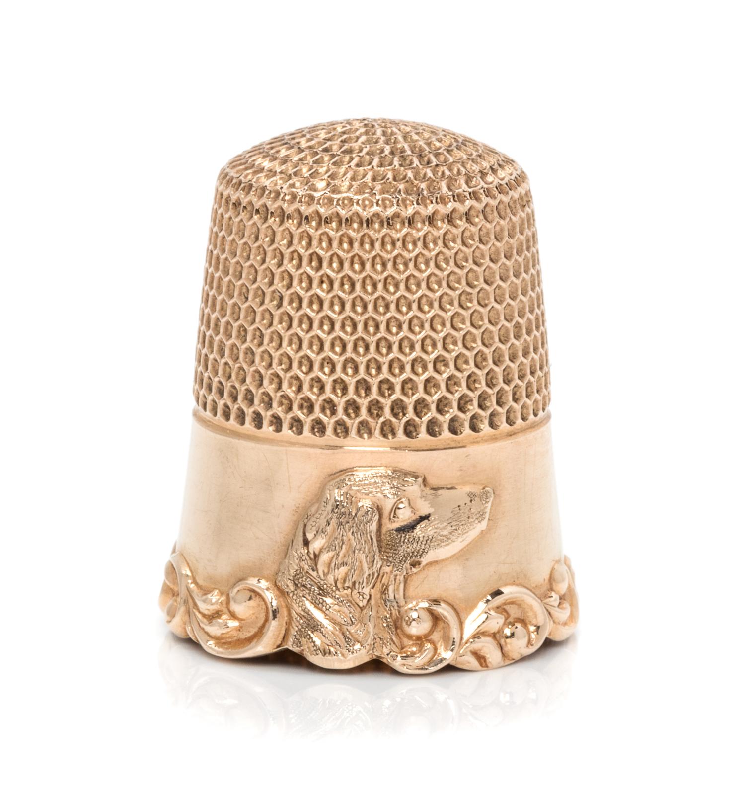 An American 14-Karat Yellow Gold Thimble, Ketcham & McDougall, New York, NY, 19th Century, the knurled body above a plain band with an