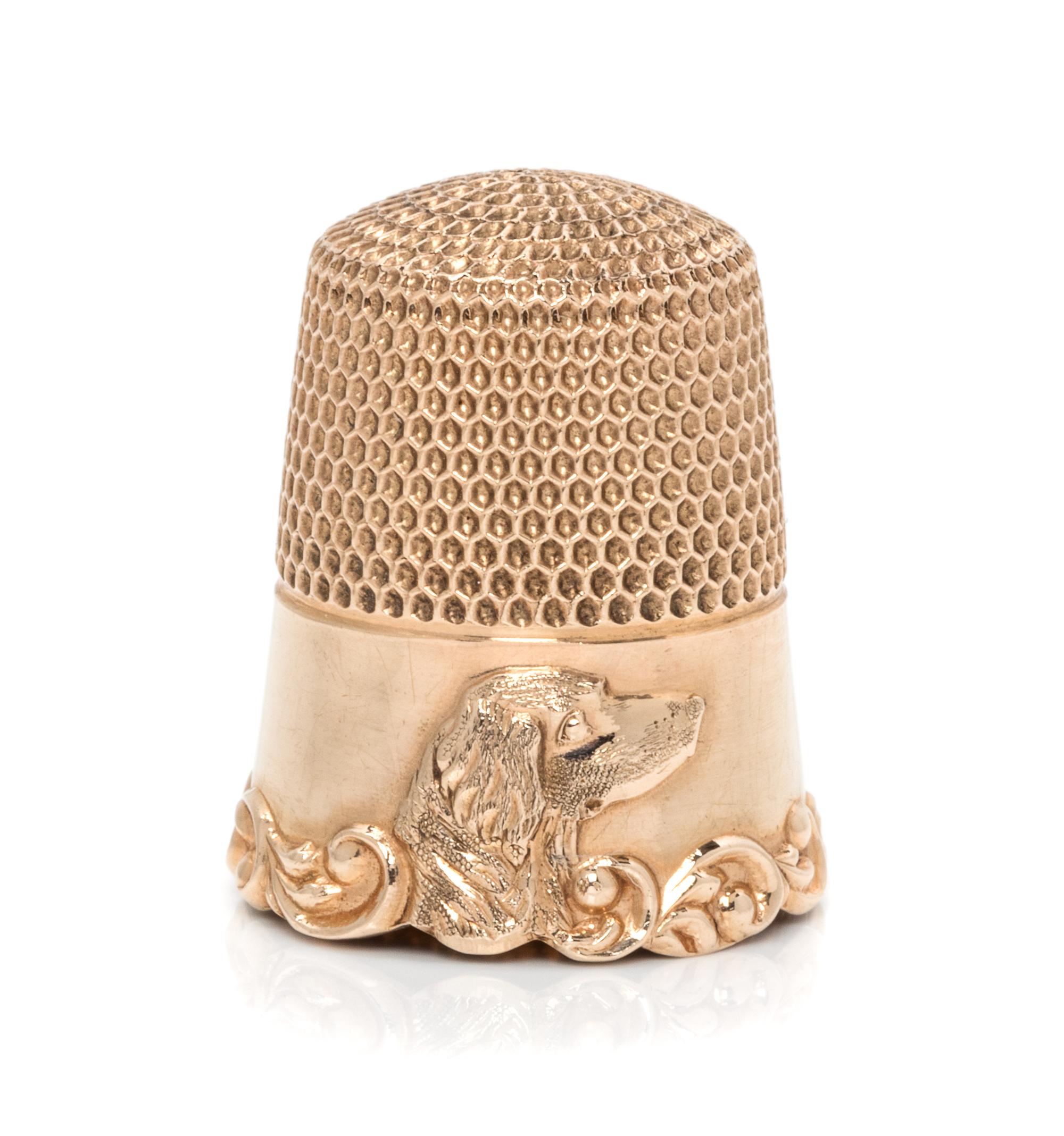 An American 14-Karat Yellow Gold Thimble, Ketcham & McDougall, New York, NY, 19th Century, the knurled body above a plain band with an