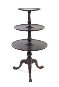 An American Mahogany Three-Tier Dumb Waiter, Height 48 1/2 inches.