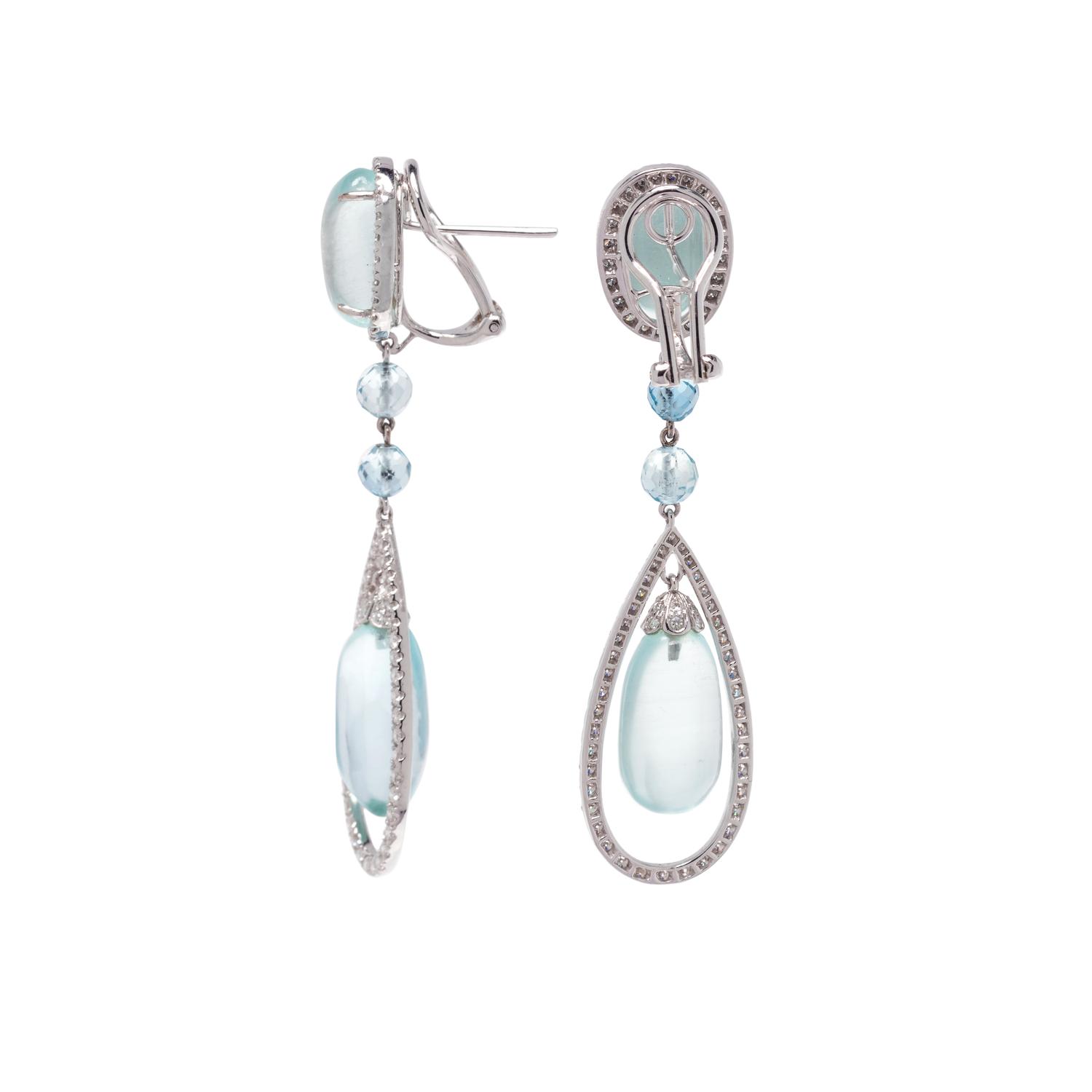 LAURA MUNDER, AQUAMARINE AND DIAMOND EARCLIPS