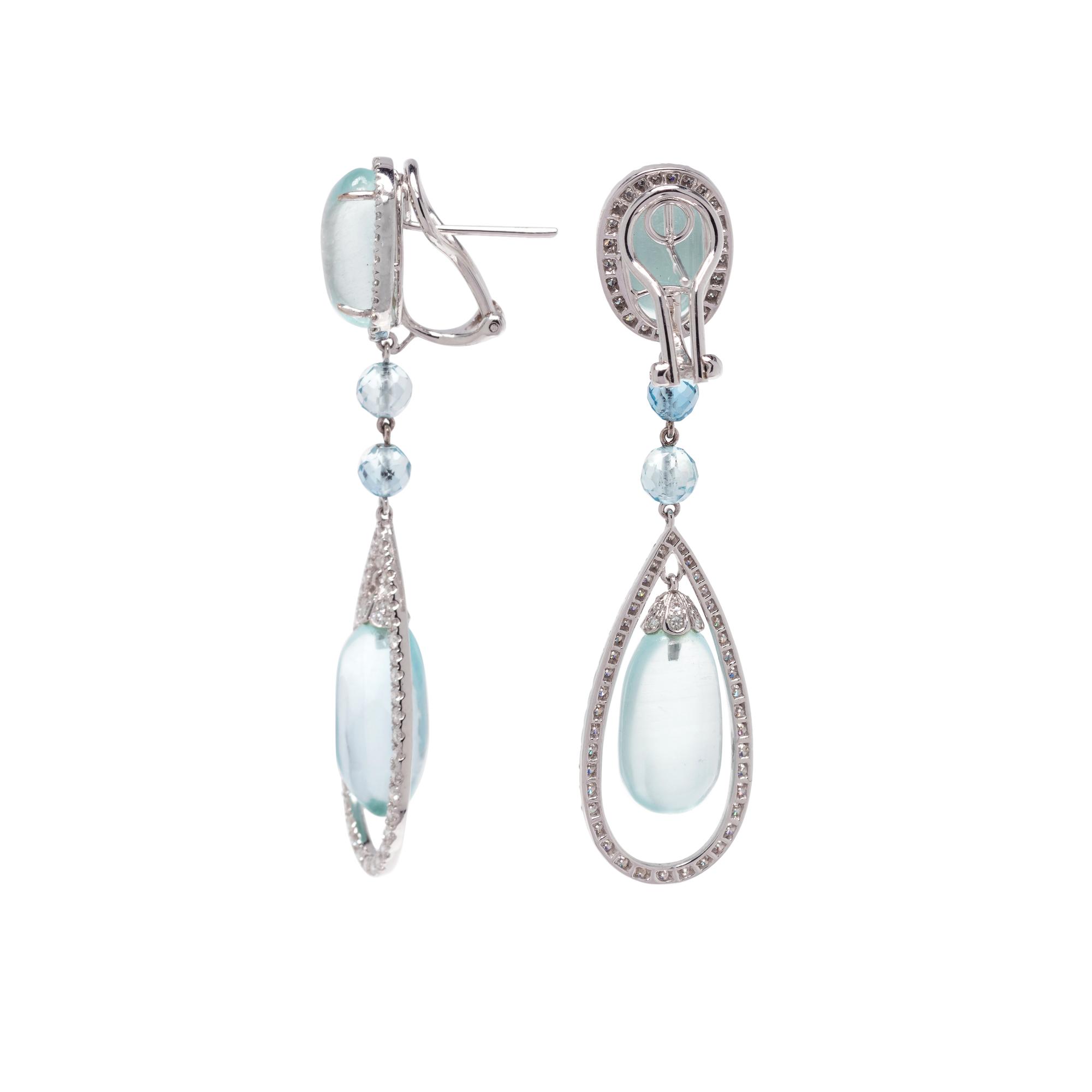 LAURA MUNDER, AQUAMARINE AND DIAMOND EARCLIPS