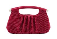 A Judith Leiber Bordeaux Satin Textured Clutch, 8" x 4.5" x 1.5".