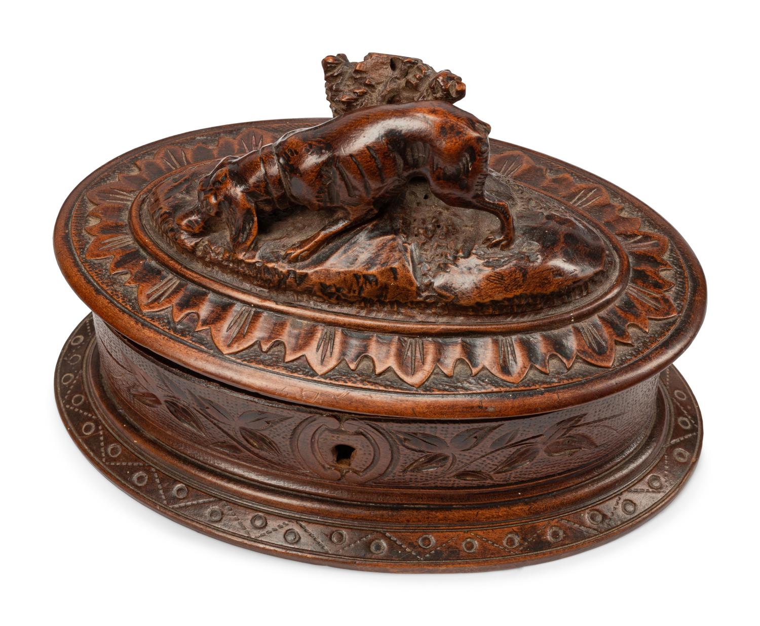 Six Continental Carved Wood Boxes