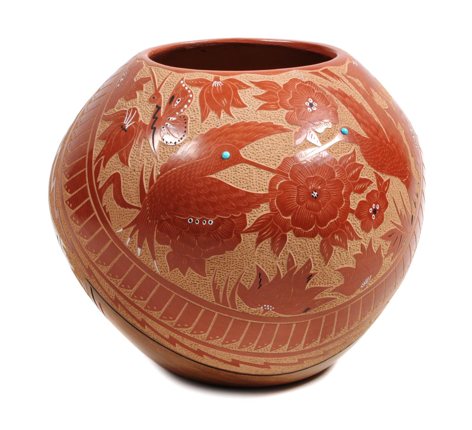 Helen Tafoya Henderson (Jemez, 20th Century) Redware Vase Height 6 1/2 x diameter 7 inches