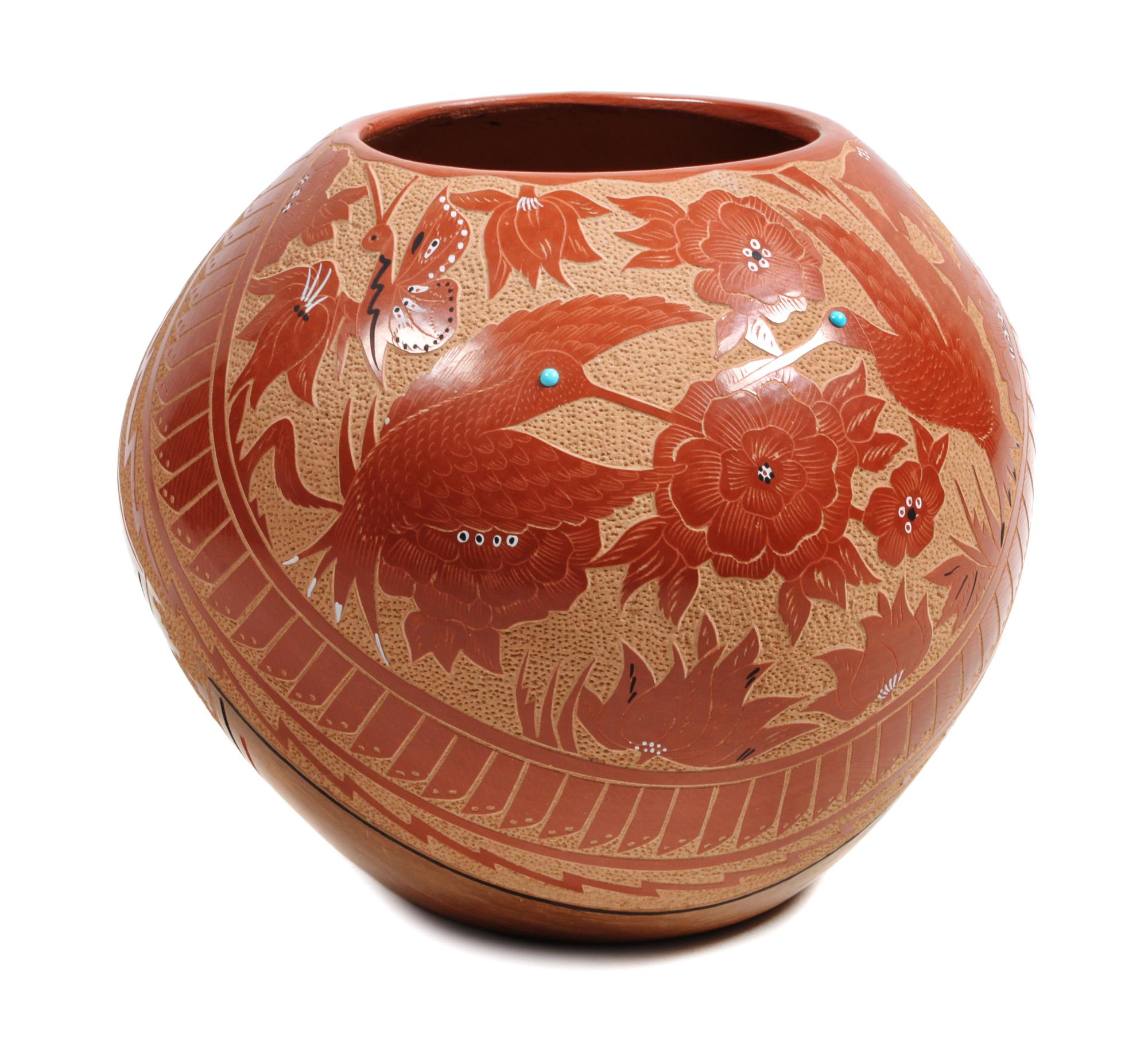 Helen Tafoya Henderson (Jemez, 20th Century) Redware Vase Height 6 1/2 x diameter 7 inches