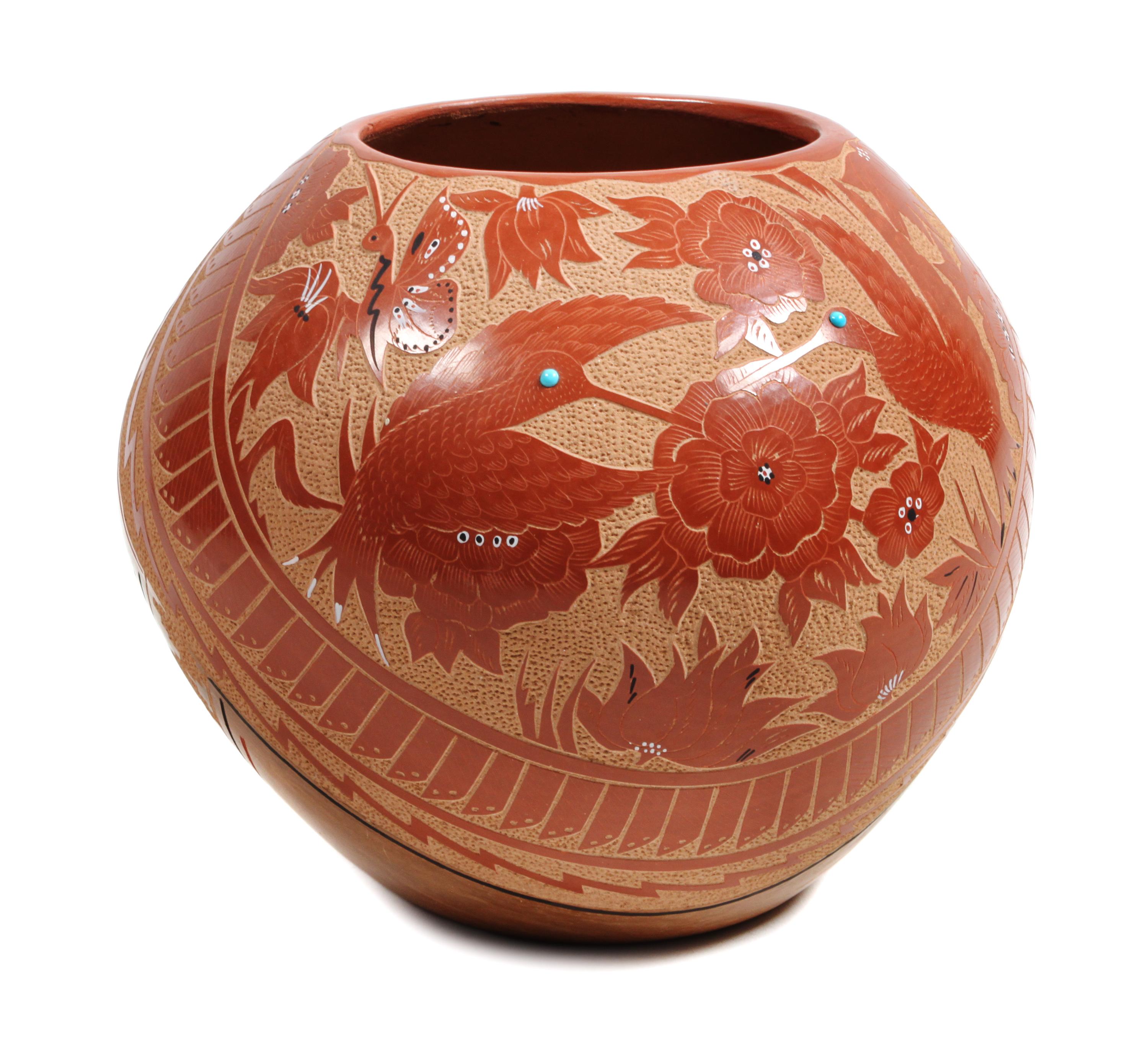 Helen Tafoya Henderson (Jemez, 20th Century) Redware Vase Height 6 1/2 x diameter 7 inches