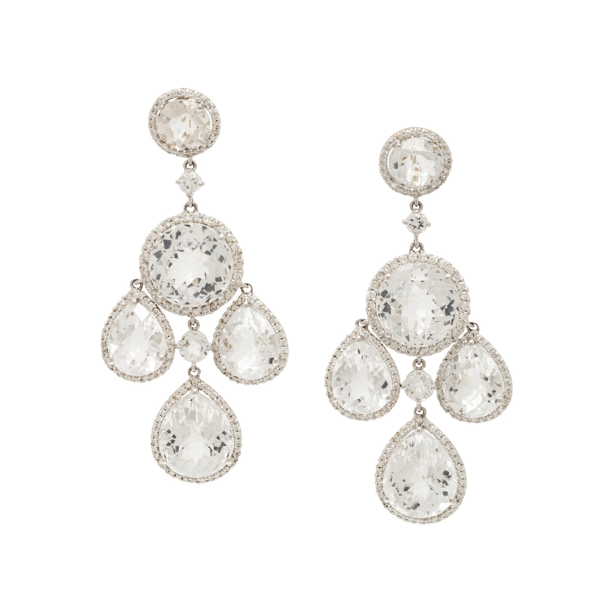 TOPAZ AND DIAMOND PENDANT EARRINGS