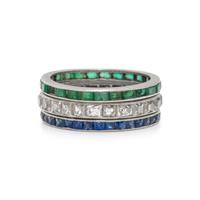 COLLECTION OF EMERALD, SAPPHIRE, AND DIAMOND ETERNITY BANDS