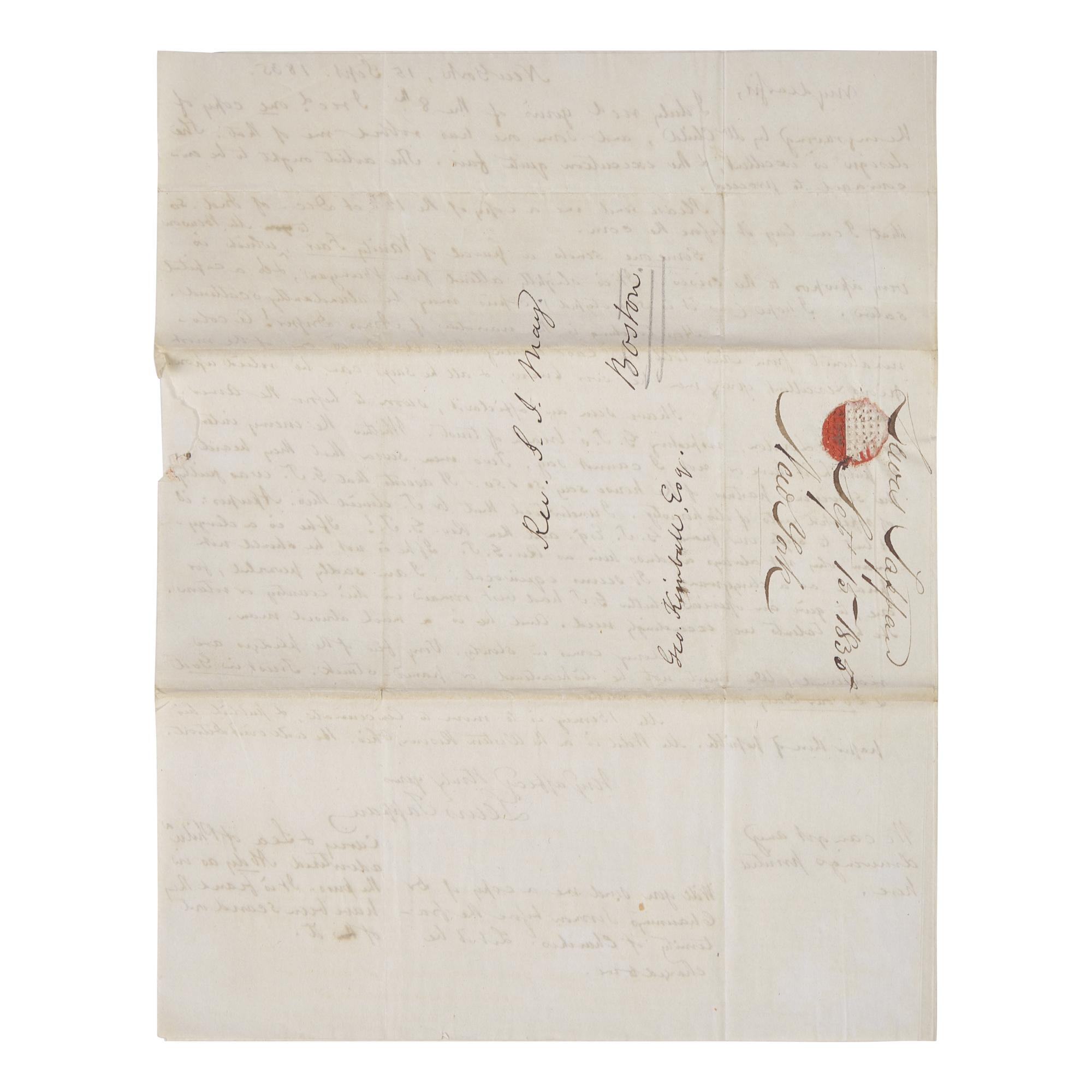 [African Americana] Tappan, Lewis. Autograph Letter, signed on Printed Circular of the American Anti-Slavery Society