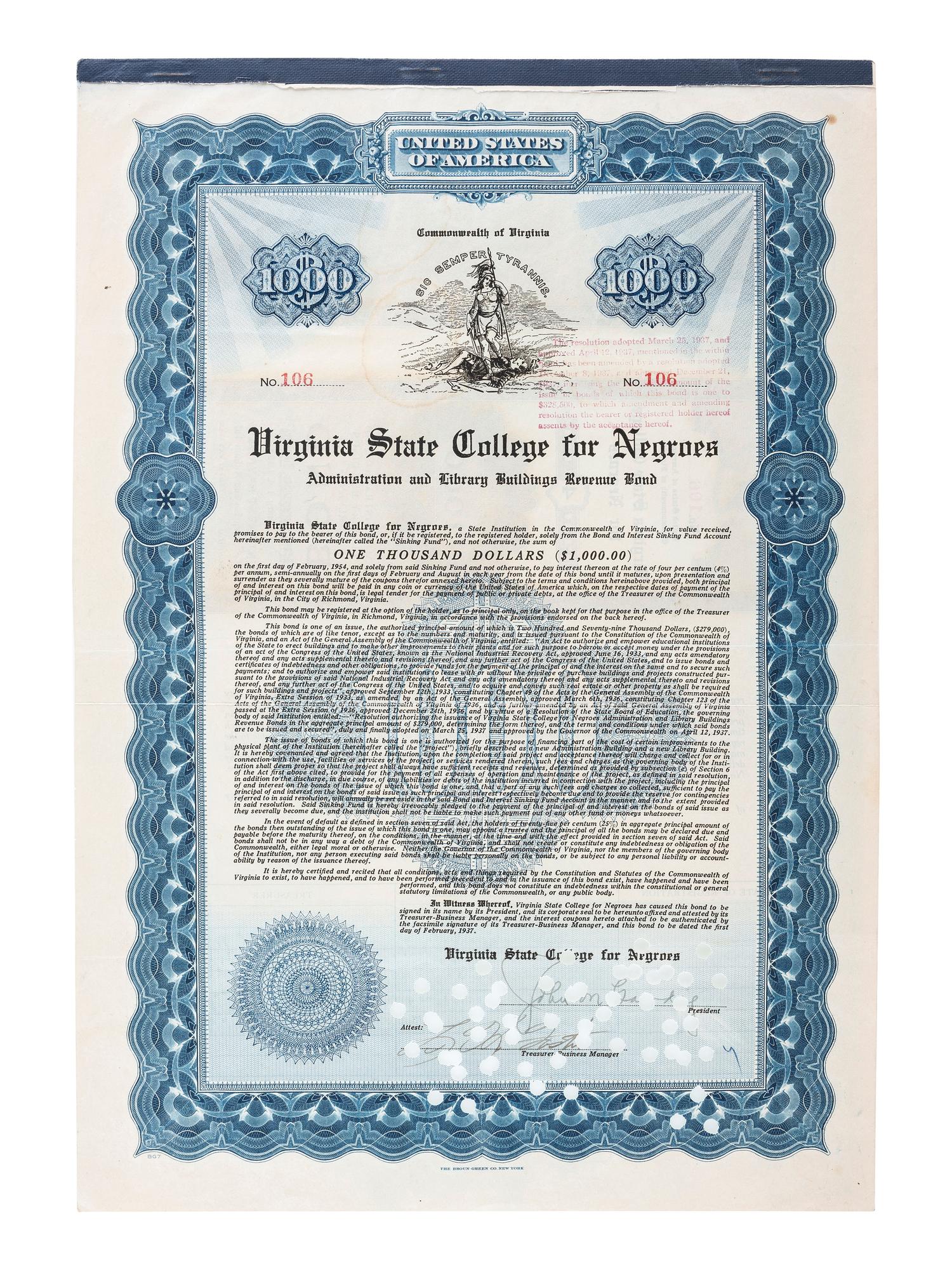 [AFRICAN AMERICANA]. A group of 4 stock certificates or bonds with African American subject matter, incl. stock in Lena Horne Beauty Products Inc.