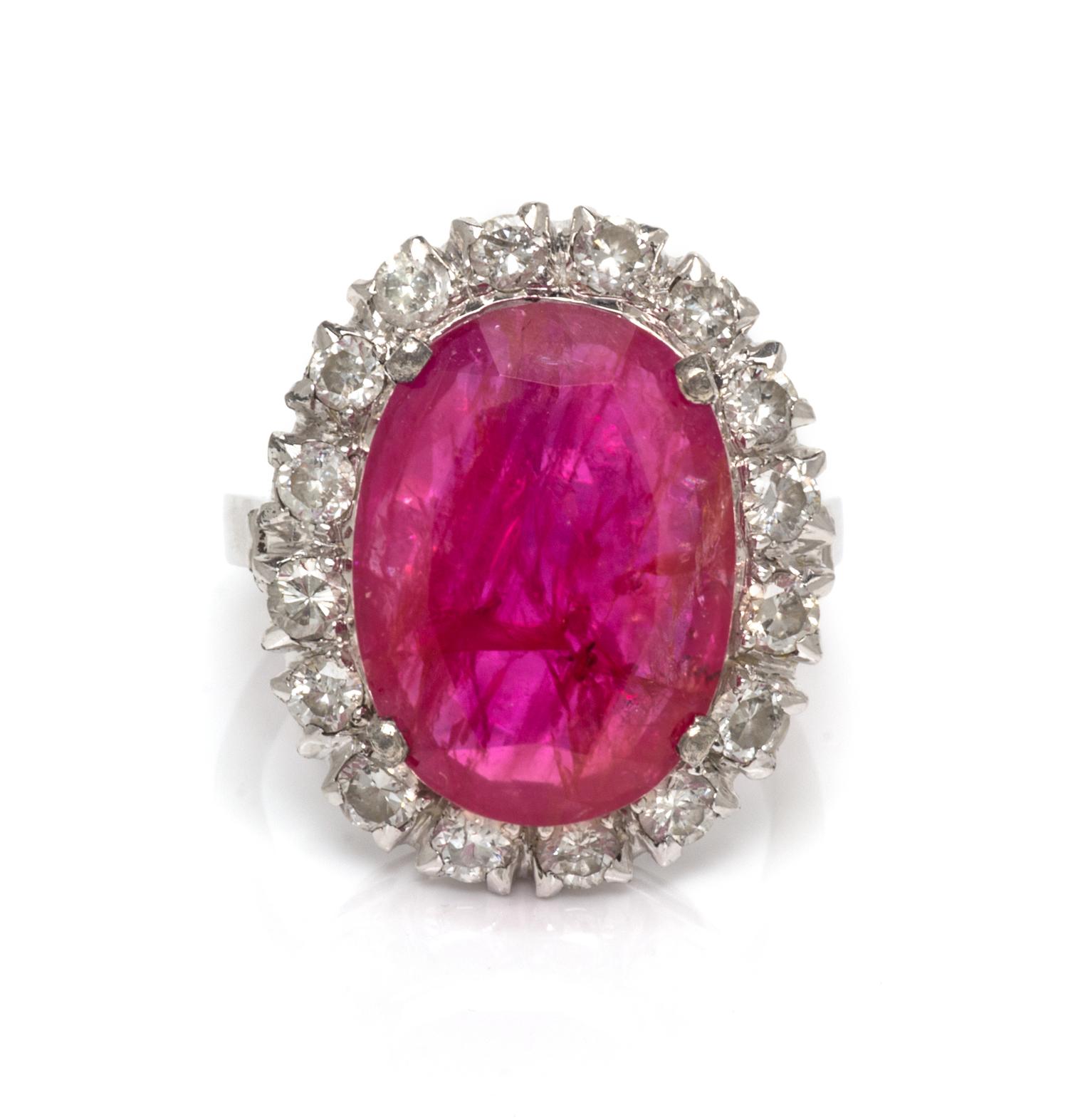 A Platinum, Ruby and Diamond Ring, 5.40 dwts.