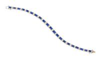 A White Gold, Sapphire and Diamond Line Bracelet, 10.90 dwts.