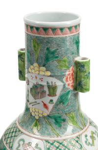 A Pair of Chinese Famille Verte Porcelain Vases